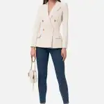 Double-breasted jacket in double layer crêpe