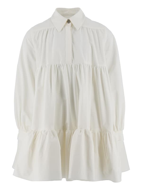 WIDE POPLIN DRESS WITH BO