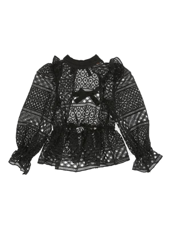 PERFORATED LACE BLOUSE