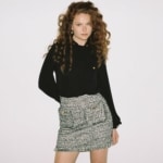 Combination dress with tweed skirt in Black