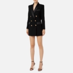 Coat dress in crêpe fabric with shiny lapel