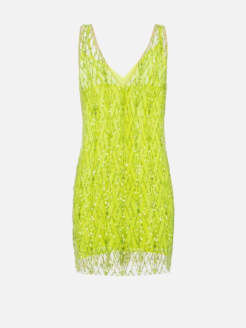 Tulle mini-dress with diamond embroidery