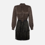 Silk mini-dress with fringes
