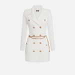 Jacquard coat dress with belt