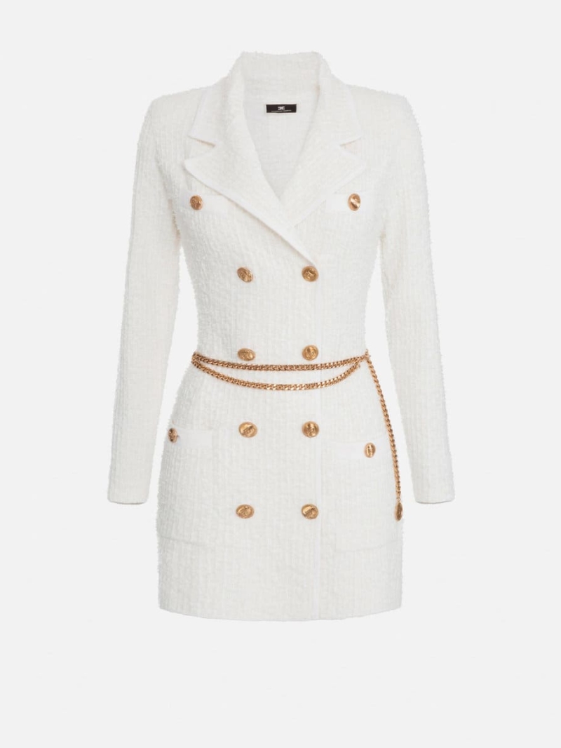 Jacquard coat dress with belt