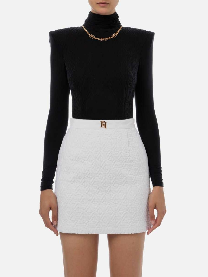 Bodysuit in jersey fabric with embossed diamond print
