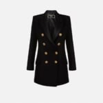 Tuxedo-cut short crêpe coat