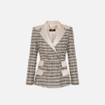 Double-breasted tweed jacket with lapels
