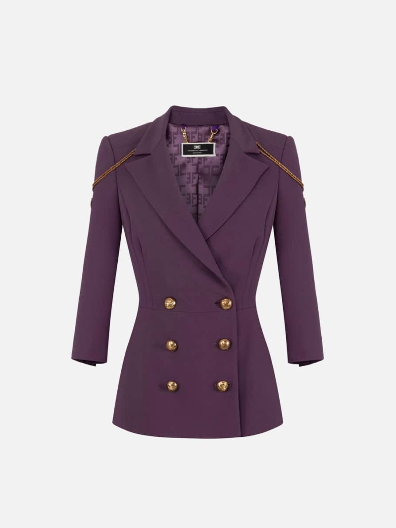 Slim fit jacket in crêpe fabric with buttons