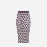 Knit calf-length skirt with diamond print