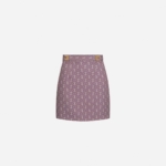 Printed crêpe miniskirt with logo plaques