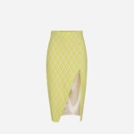 Crêpe calf-length skirt with diamond print