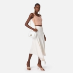 Asymmetric midi skirt in crêpe fabric
