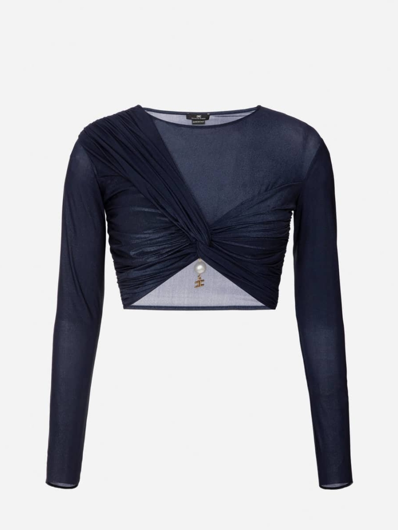 Laminated knit crop top