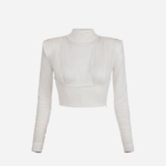Jersey roll neck top with embossed bustier