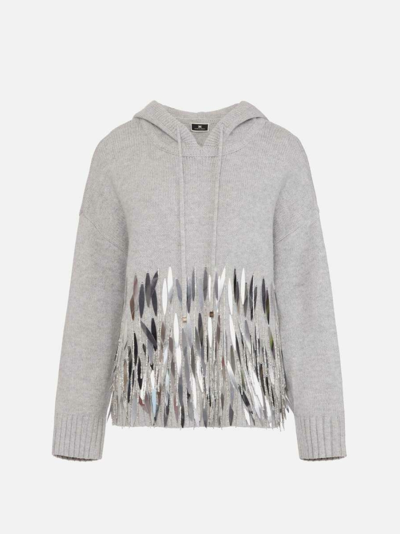 Wool oversized pullover with sequins