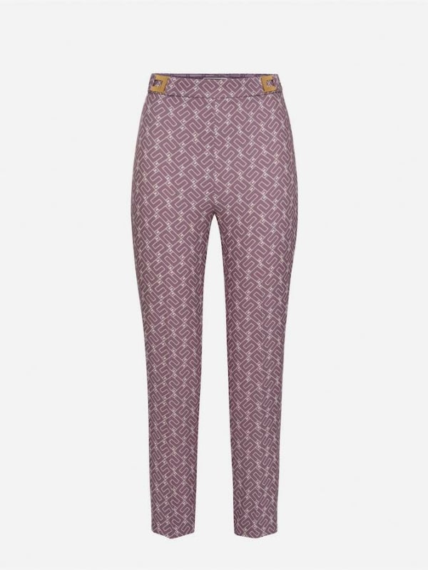Straight fit trousers in crêpe fabric with logo print