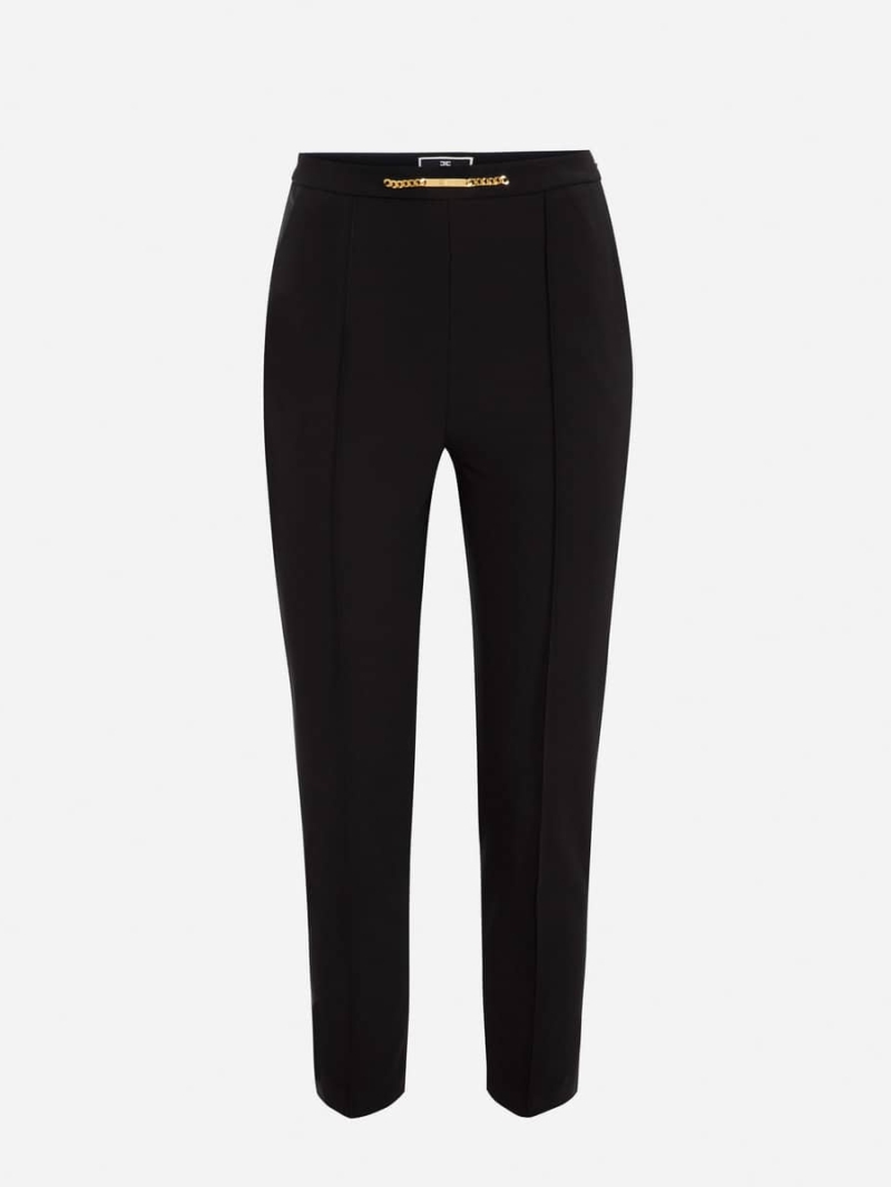 Straight trousers in bi-elastic fabric with horsebit