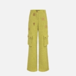 Cargo trousers in tweed fabric with lettering
