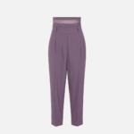 Straight trousers in crêpe fabric with satin edges