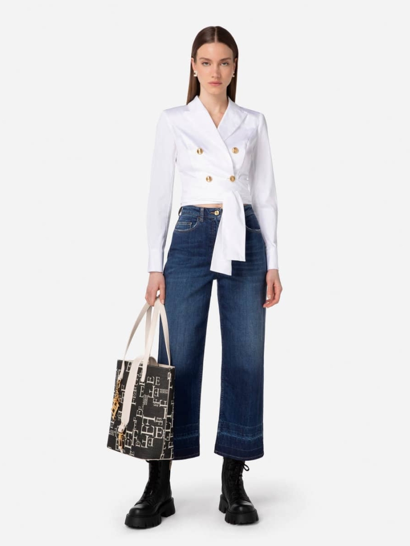 Stonewash palazzo jeans