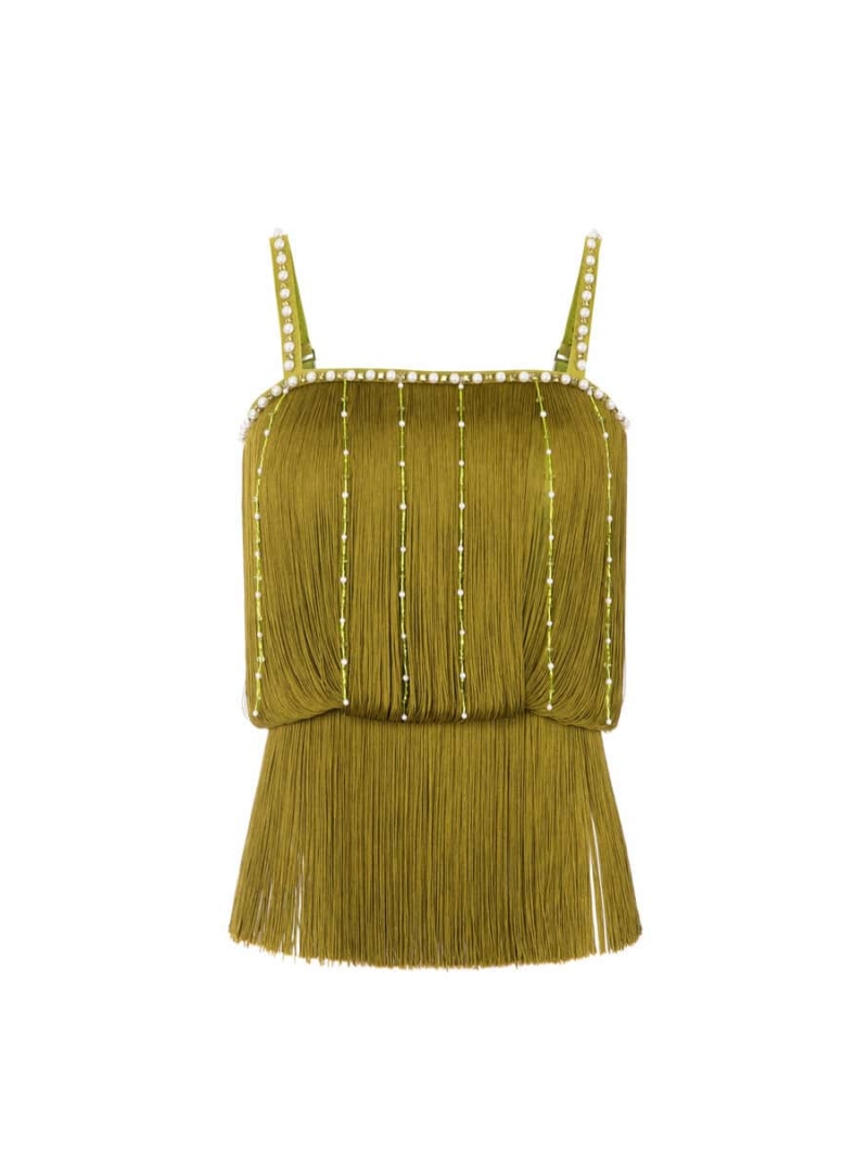 Top with fringes and pearl chains