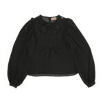 GEORGETTE SHIRT WITH PLASTRON AND BLACK BOW