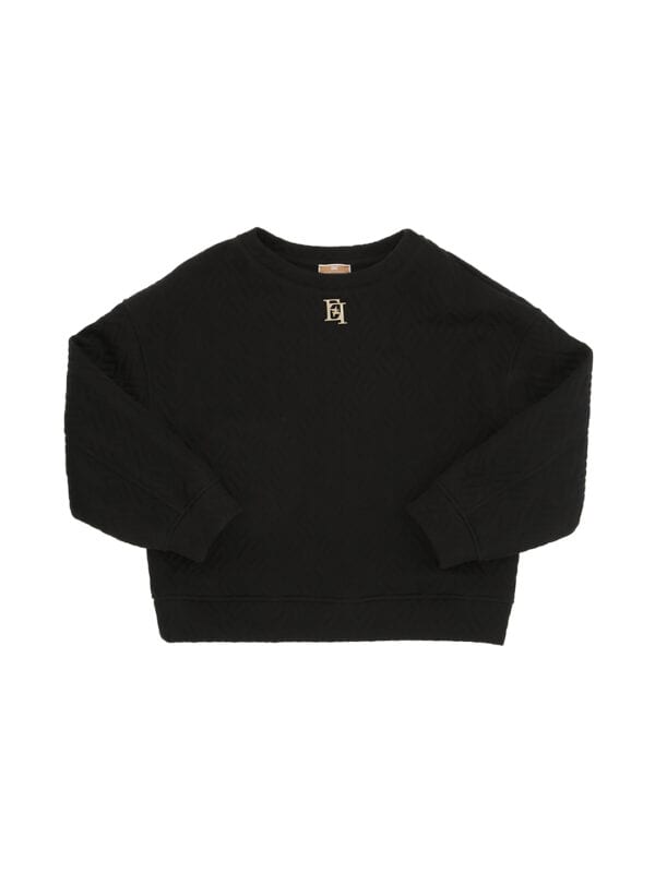 EMBOSSED SWEATSHIRT WITH INTERLOCKING LOGO WITH BLACK EF PLATE