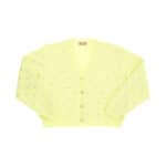 VISCOSE CARDIGAN WITH FLUO LIME LOGO RHINESTONE APPLICATION