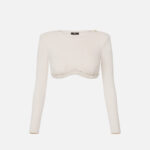 Knit crop top with rhinestones