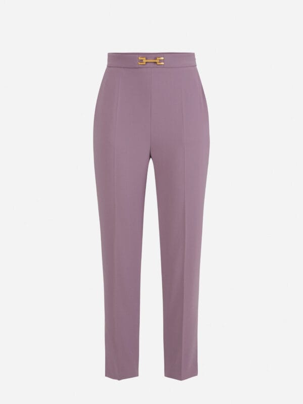 Straight trousers in crêpe fabric with horsebit