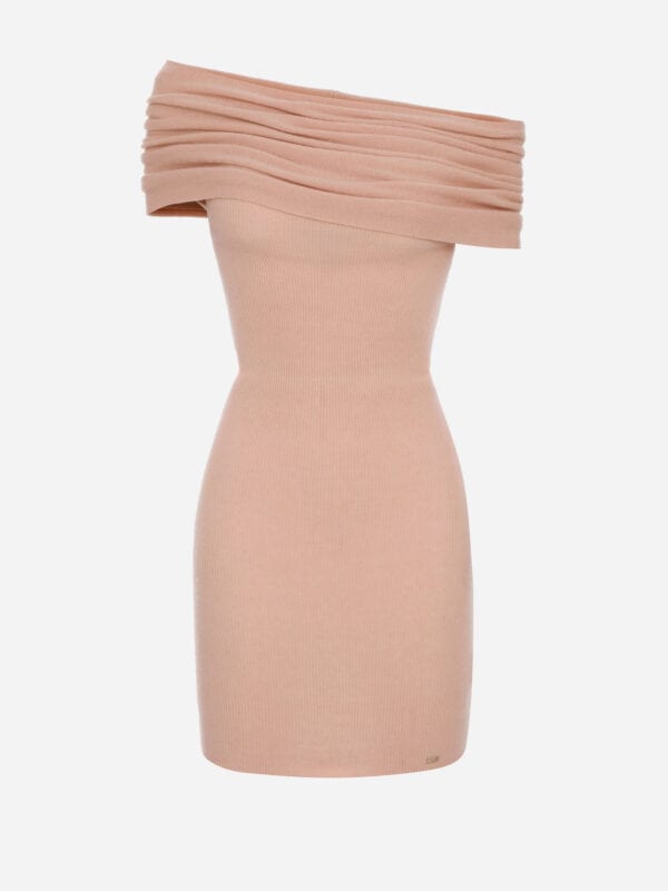 Cashmere blend dress with wide neckline
