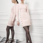 Knit sheath dress with gold logoed studs