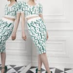 Pencil skirt with lettering pattern