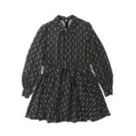 GEORGETTE DRESS WITH INTERLOCKING LOGO PRINT CANDY VIOLET/BUTTER