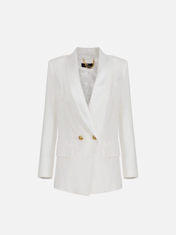 Viscose double-breasted jacket with shawl lapel