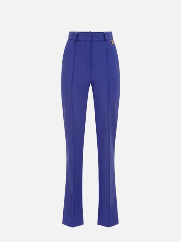 Technical bi-elastic fabric straight trousers with charms