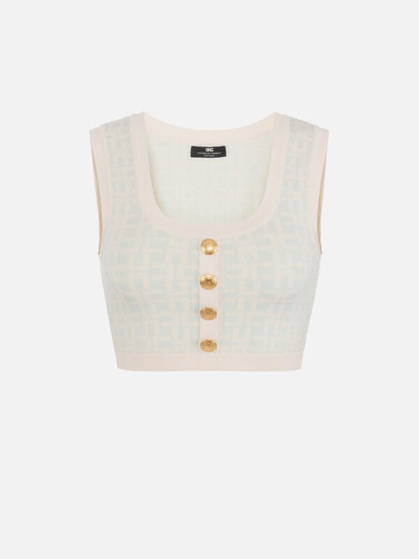 All-over jacquard logo top