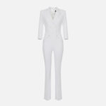 Double layer crêpe double-breasted jumpsuit