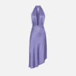 Midi dress made of satin with asymmetric skirt