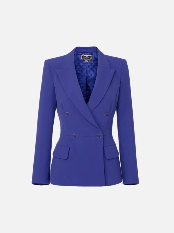 Crêpe double-breasted jacket with waisted cut