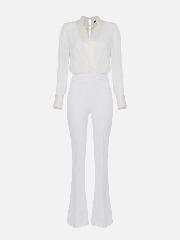 Crêpe and viscose combined jumpsuit