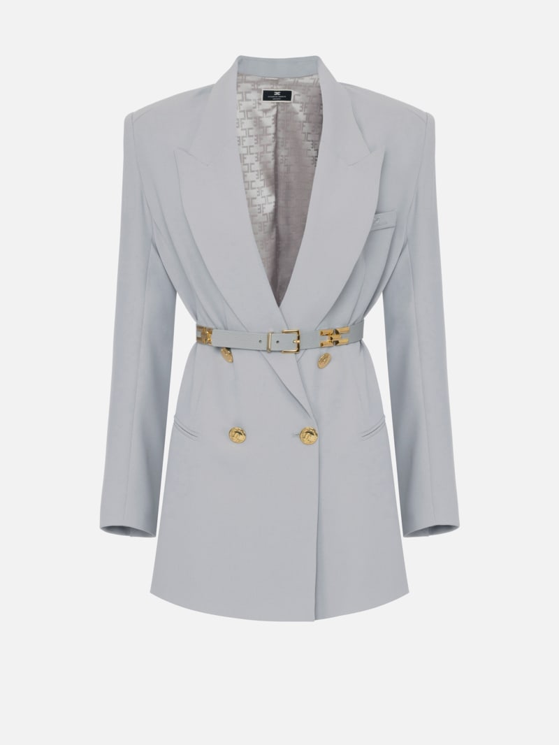 Coat dress in crêpe fabric with belt