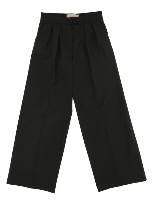 PALAZZO PANTS IN COOL WOOL WITH RIBBON