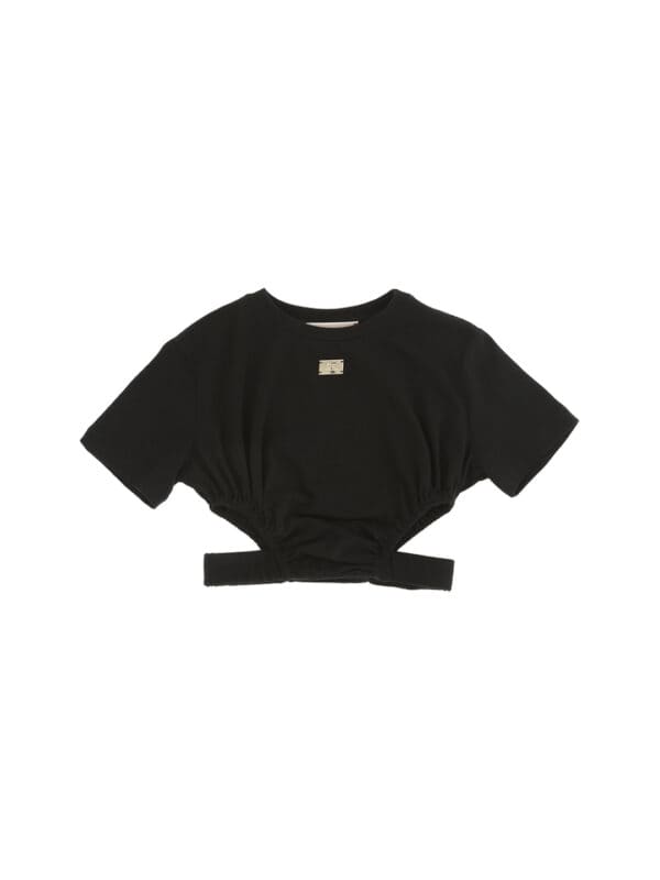 T-SHIRT WITH OPENINGS AND CREAM PLATE