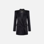 Double-breasted jacket in shiny satin crêpe