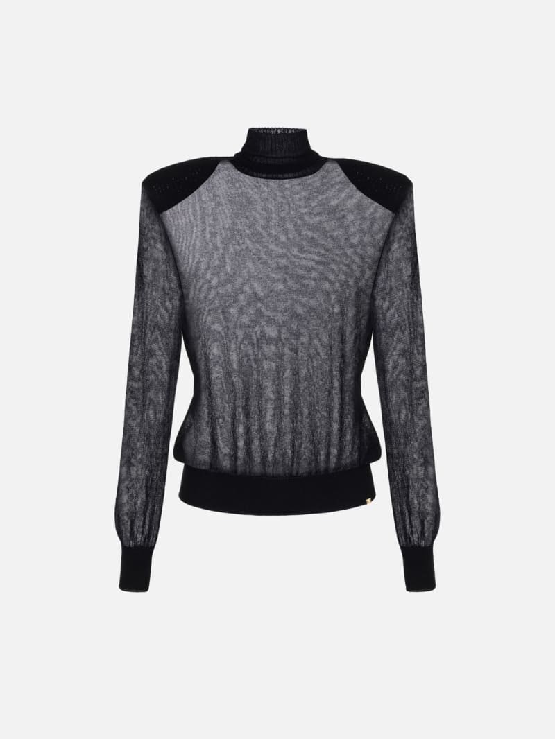 Viscose turtleneck with shoulder pads