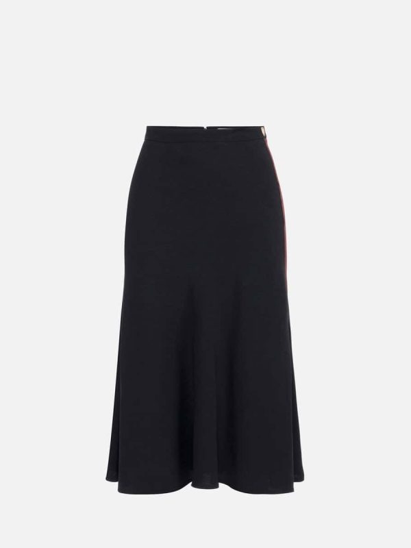 Satin crêpe midi skirt with bands
