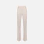 Palazzo trousers in stretch crêpe fabric with logo rivet