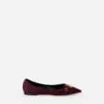 Suede flats with shield flap